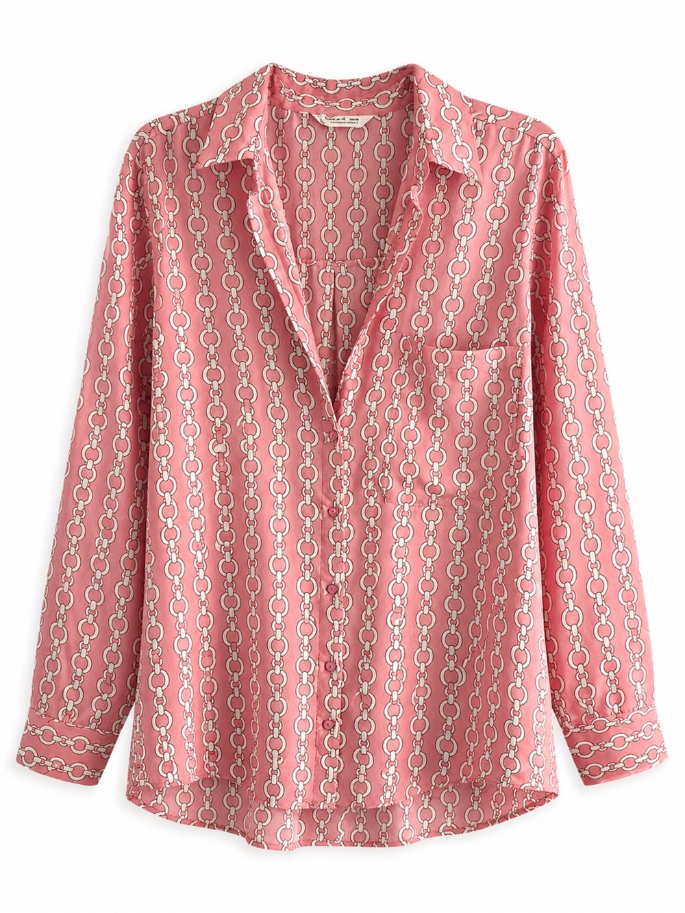 Zara Pink Geometric Chain Link Oversized Satin Blouse L